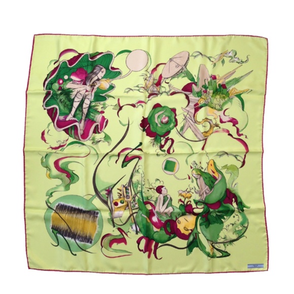 Prada Silk Scarf With James Jean Fairy Print - Picture 1 of 7